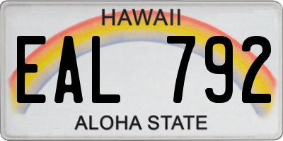 HI license plate EAL792