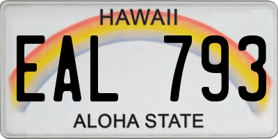 HI license plate EAL793