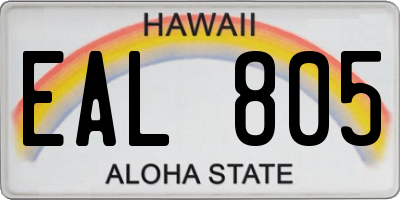 HI license plate EAL805