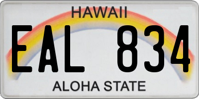 HI license plate EAL834