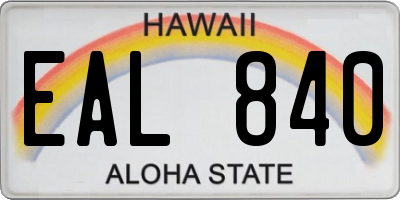 HI license plate EAL840