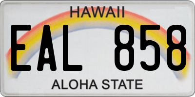 HI license plate EAL858