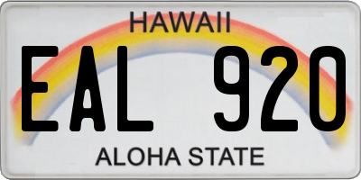 HI license plate EAL920