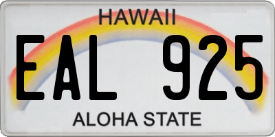 HI license plate EAL925
