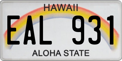 HI license plate EAL931