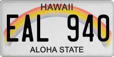 HI license plate EAL940