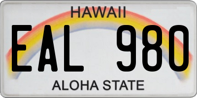 HI license plate EAL980