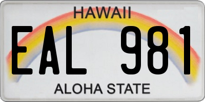 HI license plate EAL981