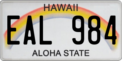 HI license plate EAL984