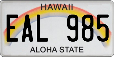 HI license plate EAL985