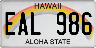 HI license plate EAL986