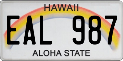 HI license plate EAL987