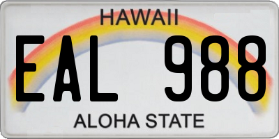 HI license plate EAL988