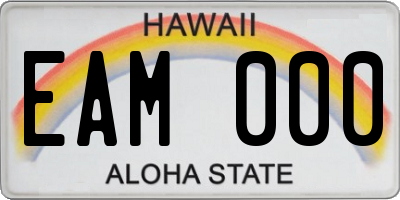 HI license plate EAM000