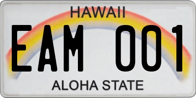 HI license plate EAM001