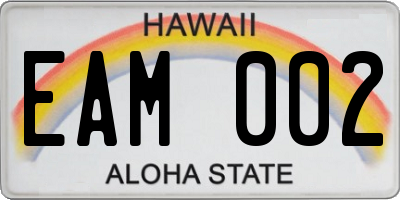 HI license plate EAM002