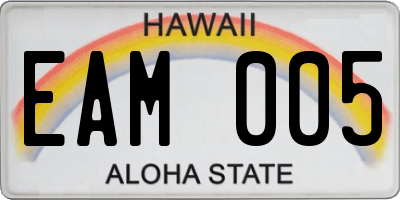 HI license plate EAM005