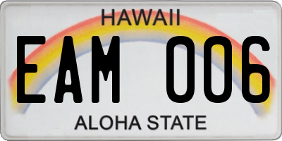 HI license plate EAM006