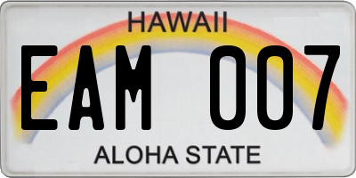 HI license plate EAM007