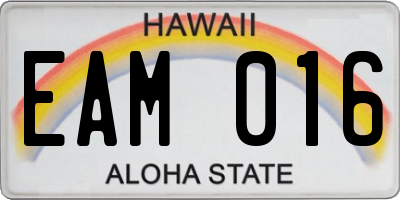 HI license plate EAM016