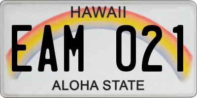 HI license plate EAM021