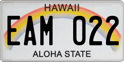 HI license plate EAM022