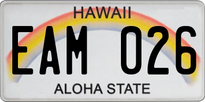 HI license plate EAM026