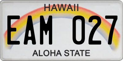 HI license plate EAM027