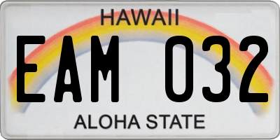 HI license plate EAM032