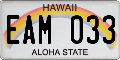 HI license plate EAM033