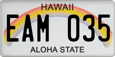 HI license plate EAM035