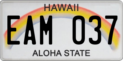 HI license plate EAM037