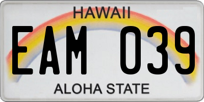 HI license plate EAM039