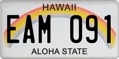 HI license plate EAM091