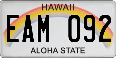 HI license plate EAM092