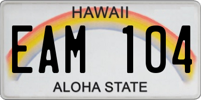 HI license plate EAM104