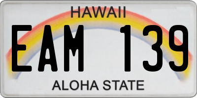 HI license plate EAM139