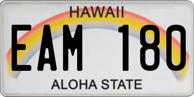 HI license plate EAM180