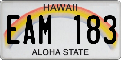 HI license plate EAM183