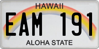 HI license plate EAM191