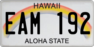 HI license plate EAM192