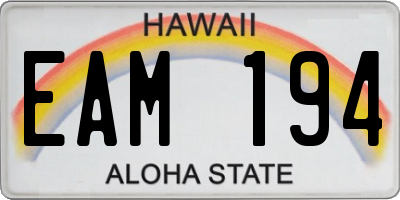 HI license plate EAM194