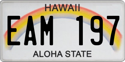 HI license plate EAM197