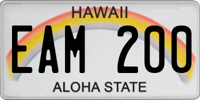 HI license plate EAM200