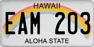 HI license plate EAM203