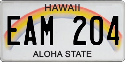 HI license plate EAM204