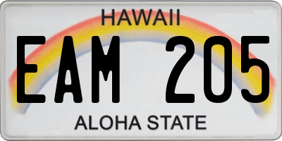 HI license plate EAM205