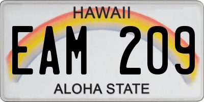 HI license plate EAM209