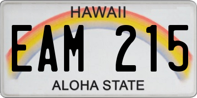 HI license plate EAM215
