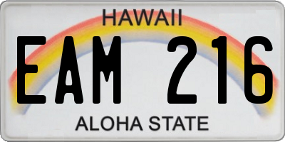 HI license plate EAM216